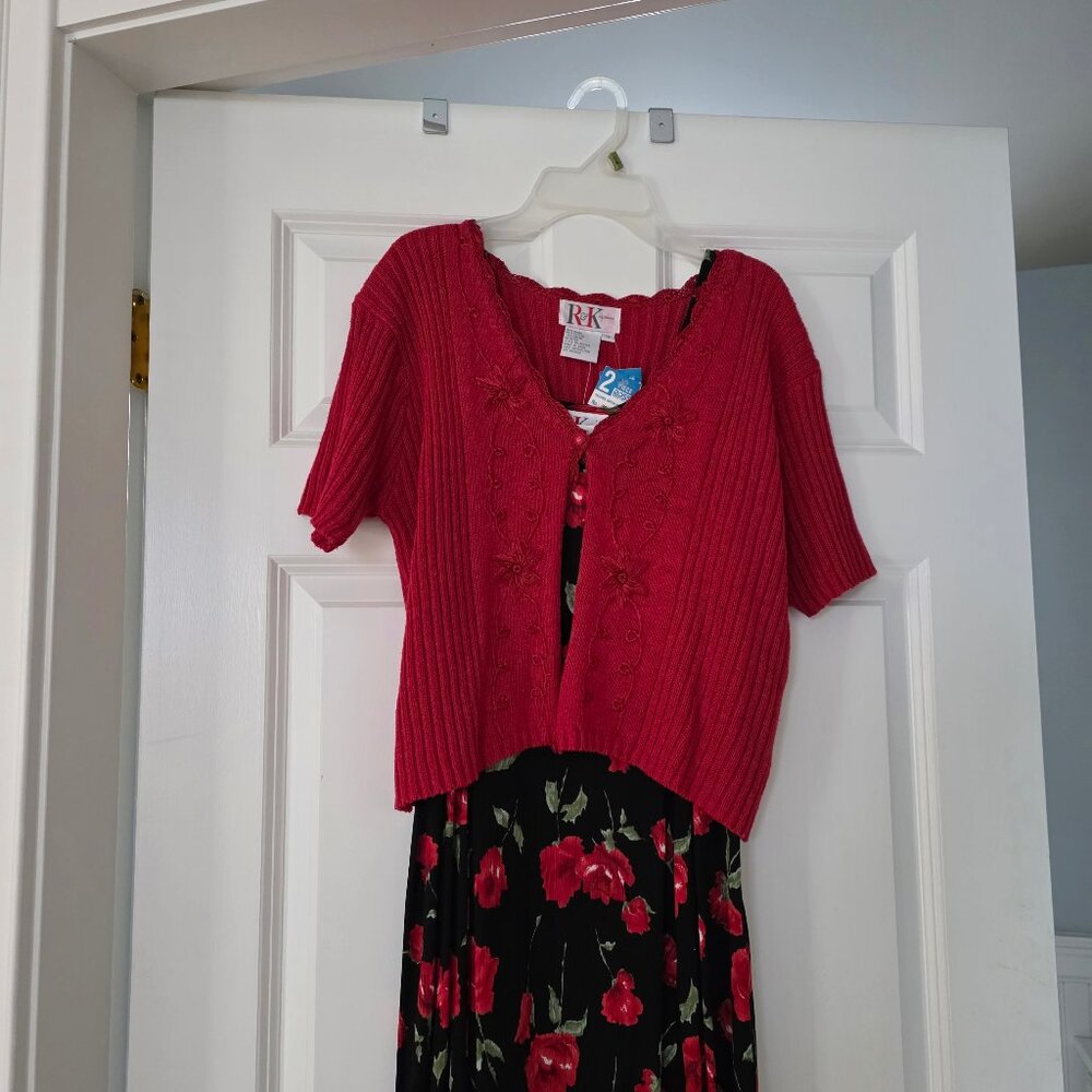 Brand New! Summer dress with matching sweater (red and black)